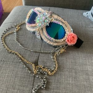 Burning man festival glitter and flower googles.